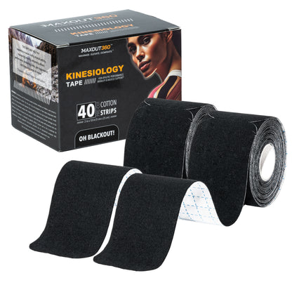 Kinesiology Tape (40 Cotton Precut Strips) - Waterproof, Breathable, and Latex-Free Elastic Sports Tape for Gym, Hiking, Outdoors, Sports, Muscle and Joints Support