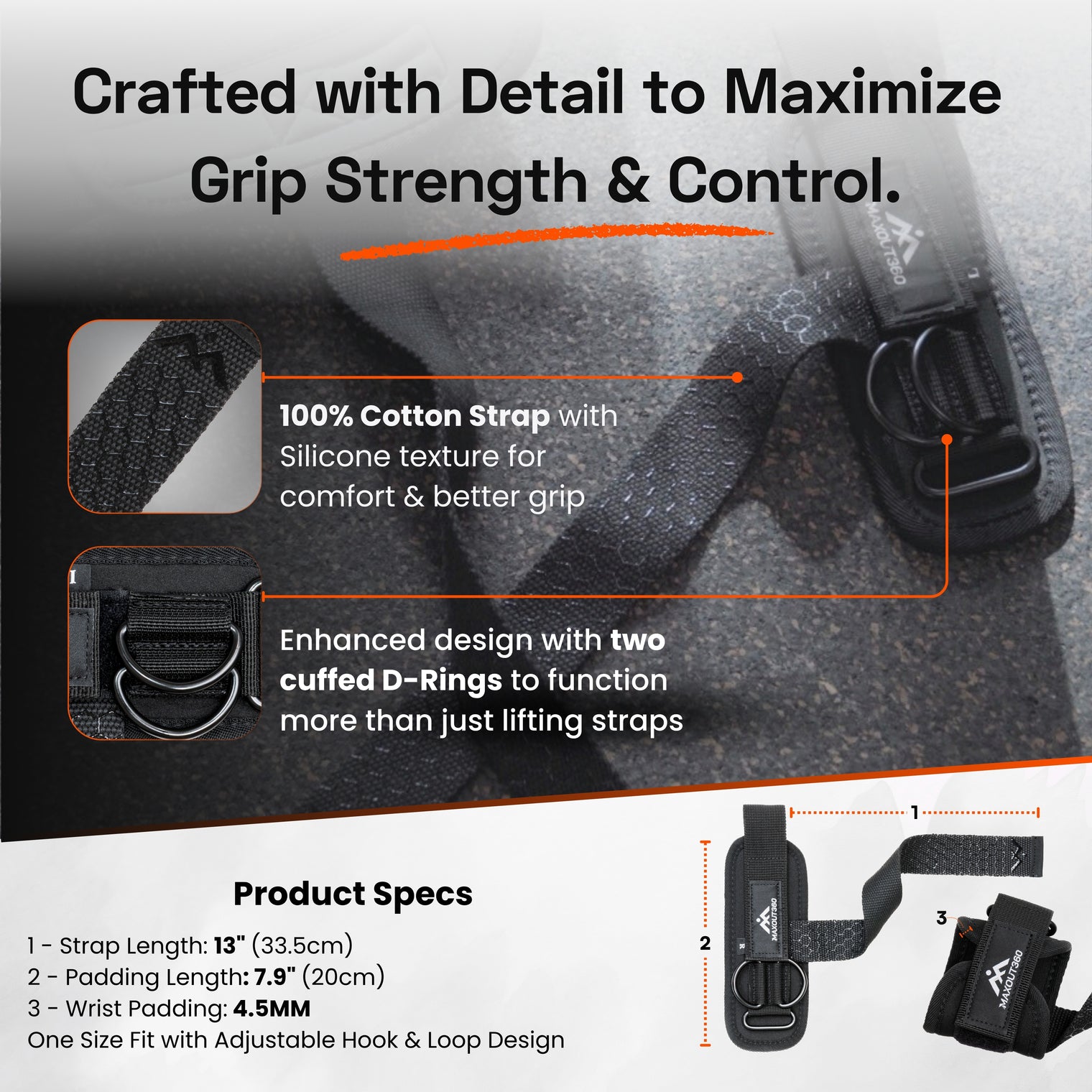 Weight Lifting Straps with Cuffed D-Rings